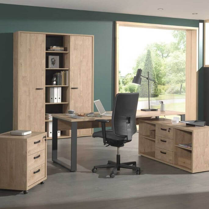 Armoire de bureau contemporaine 160 cm chêne doré Balto